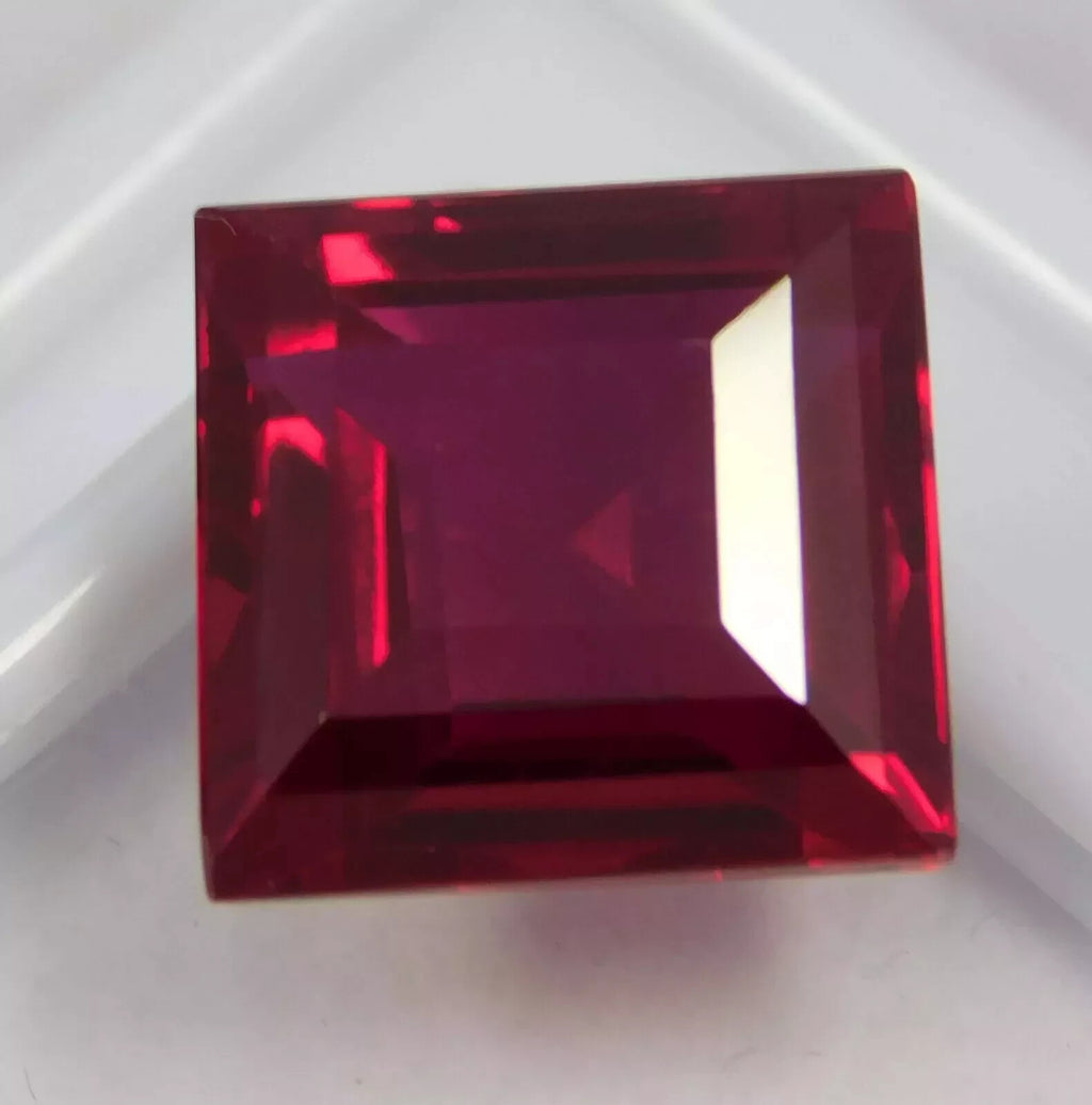 Certified 17.45 Ct Natural Mozambique Red Ruby Princess Cut Loose Gemstone