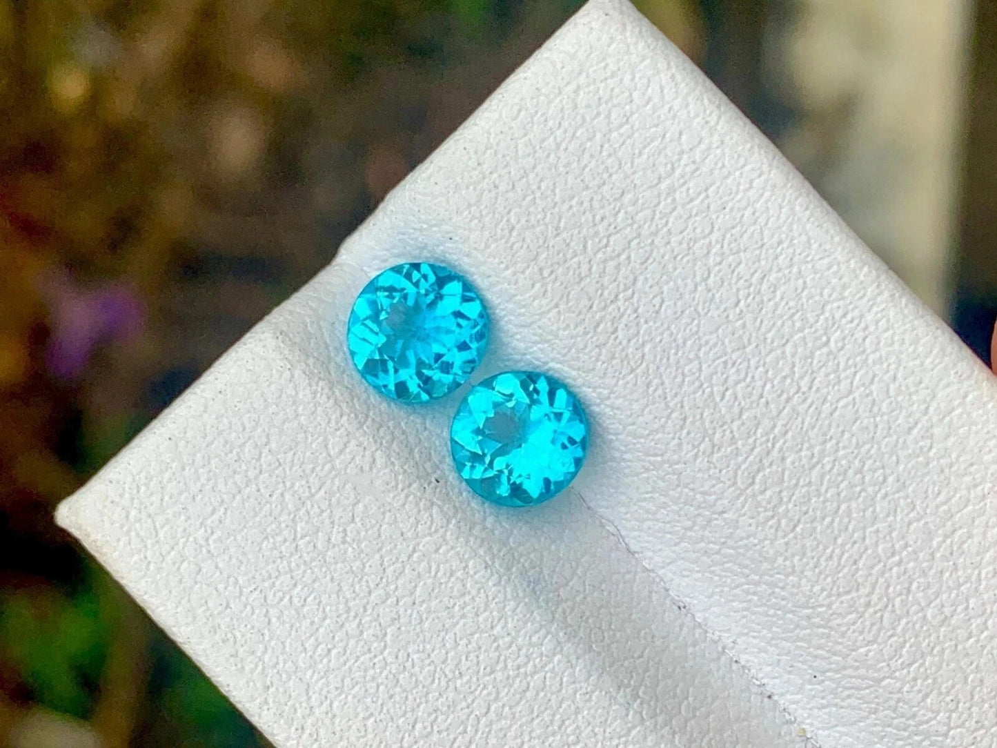 14 Ct 2 Pcs Certified Natural Paraiba Tourmaline Neon Blue Round Loose Gemstone