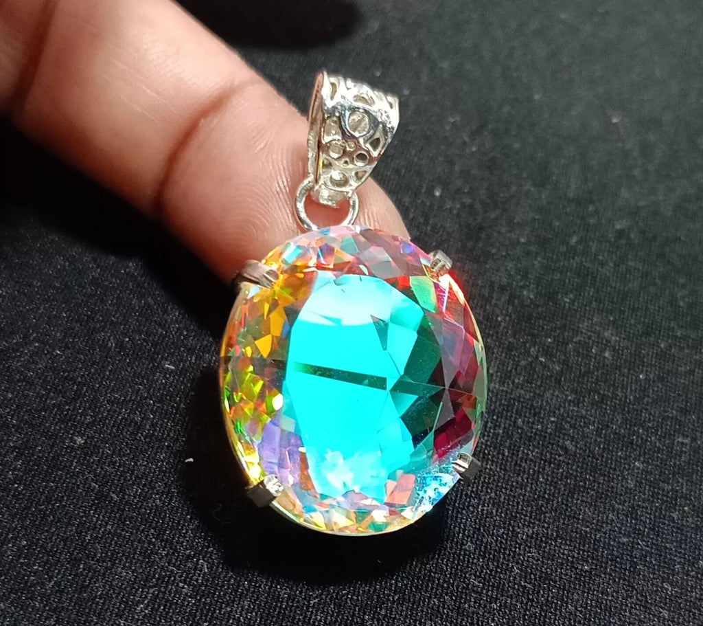 69.85 Ct EGL Certified Natural Mystic 925 Solid Silver Pendant Loose Gemstone