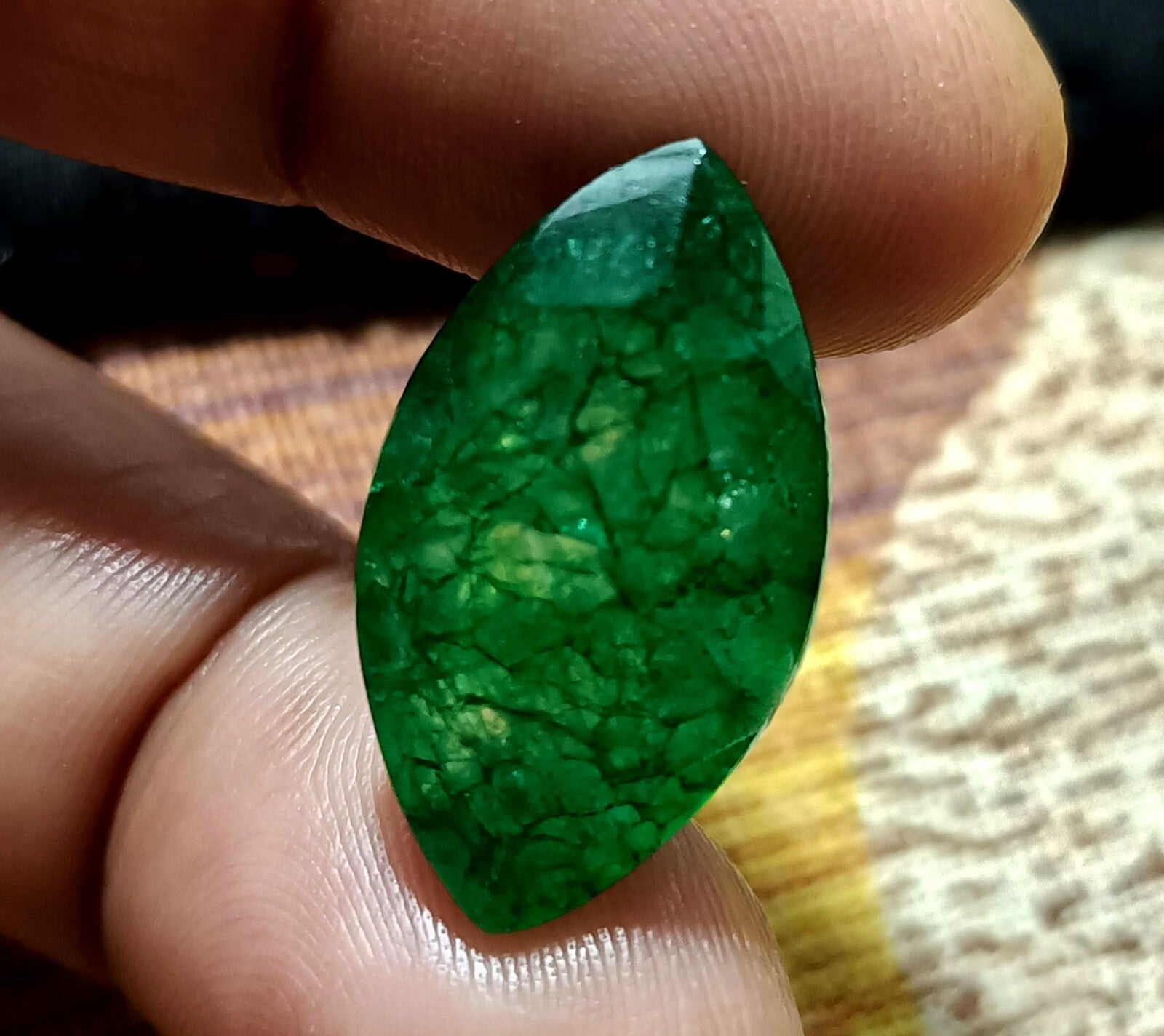 Flawless Natural 12.45 Ct Green Emerald Certified Marquise Facet Loose Gemstone