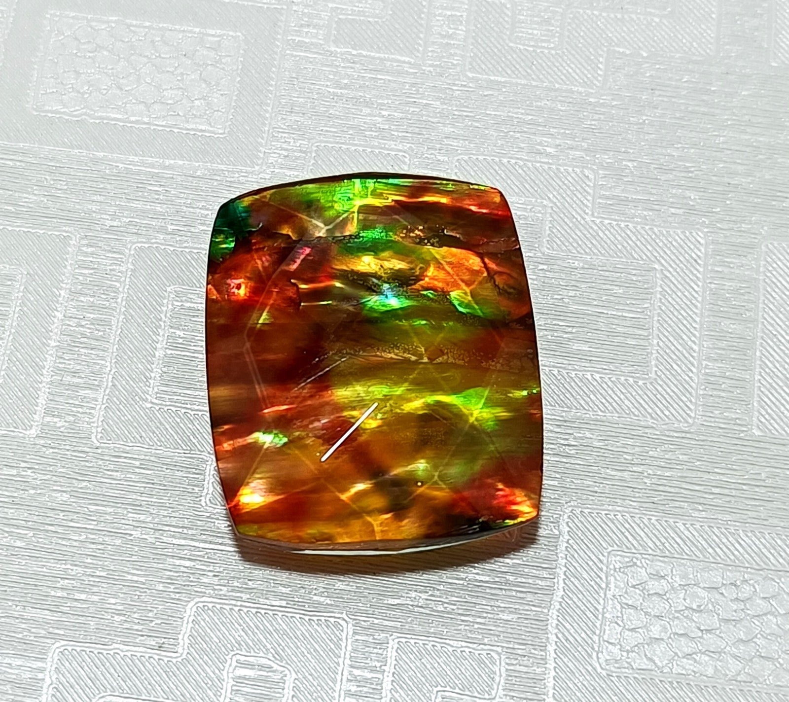 23.05 Ct Natural Ammolite Cushion Opal-Like Organic Doublet Rare Loose GEMSTONE