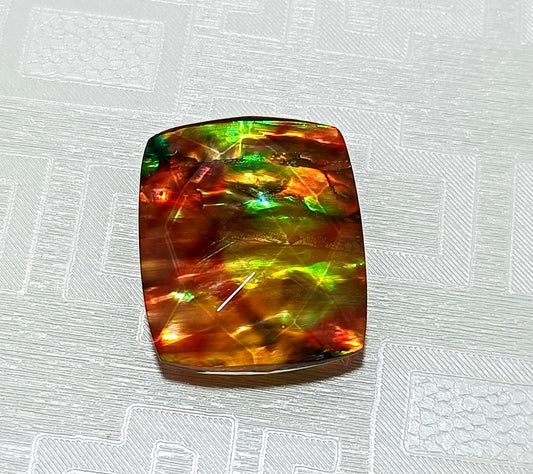 23.05 Ct Natural Ammolite Cushion Opal-Like Organic Doublet Rare Loose GEMSTONE