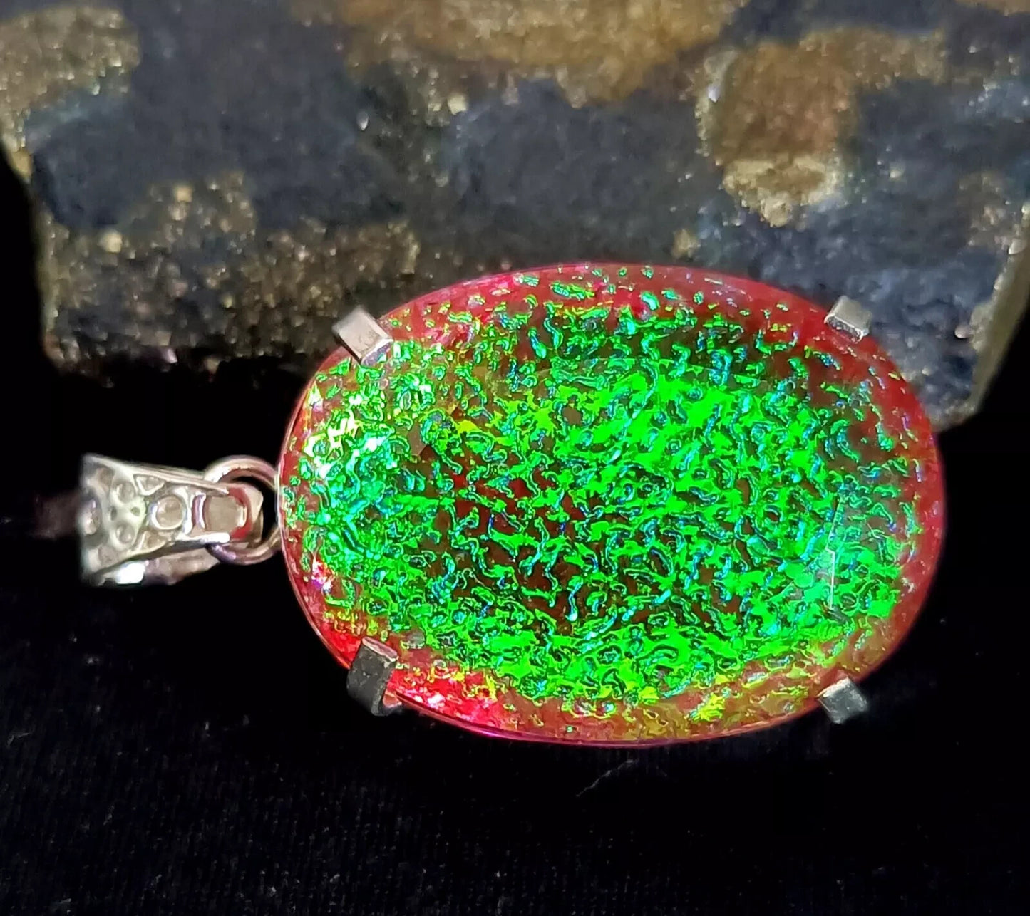 112.90 Ct Natural Oval Monarch Fire Opal Doublet Solid Silver Pendant Gemstone