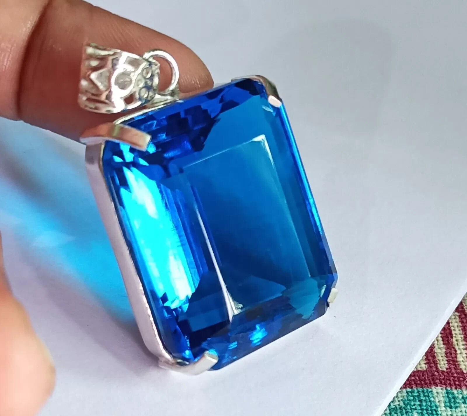 103.10Ct Certified Natural Topaz 925 Solid Silver Emerald Pendant Loose Gemstone