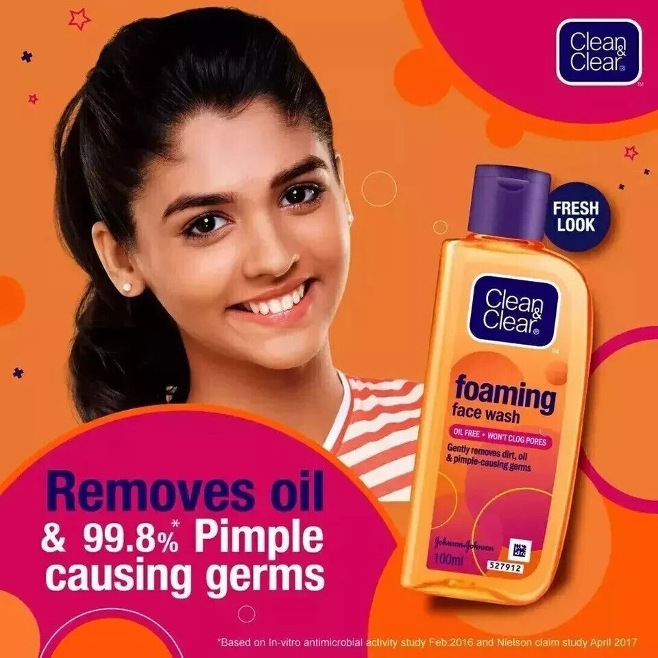 Clean & Clear Foaming Face Wash used for oily and pimple prone skin of 3 x 50ml
