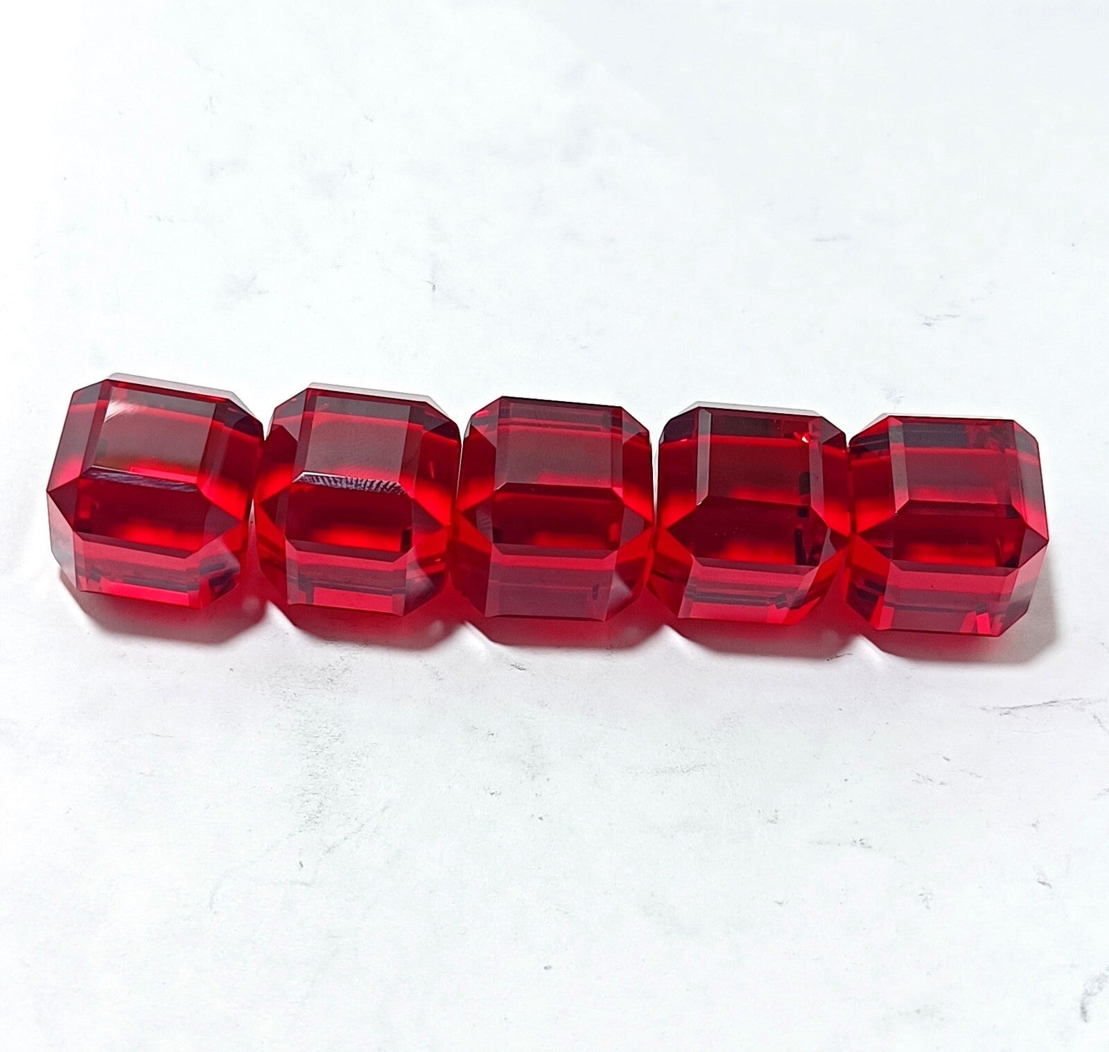EGL Certified Natural 500 Ct+ Cube Cut Red Topaz Brazilian Loose Gemstone 5 Pcs