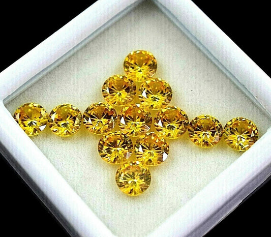 Natural CEYLON Yellow Sapphire 6 mm Round Cut Lot 10 Pcs Certified A+ Gemstone