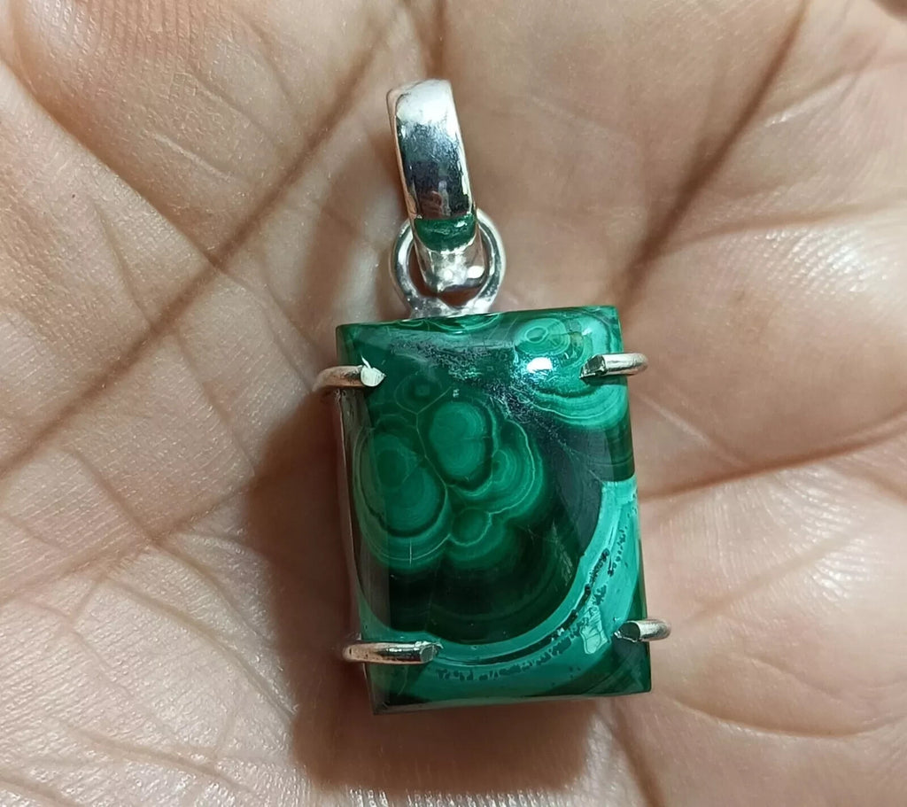 33.10Ct Natural Green Malachite Emerald Pendant In Solid Silver Gems For Jewelry