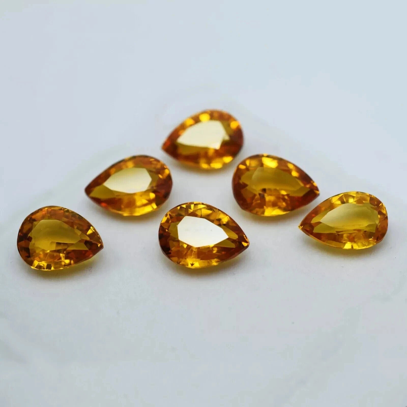 48 Ct Natural CERTIFIED Ceylon Sapphire Yellow 6 Pcs Lot Pear Loose Gemstone