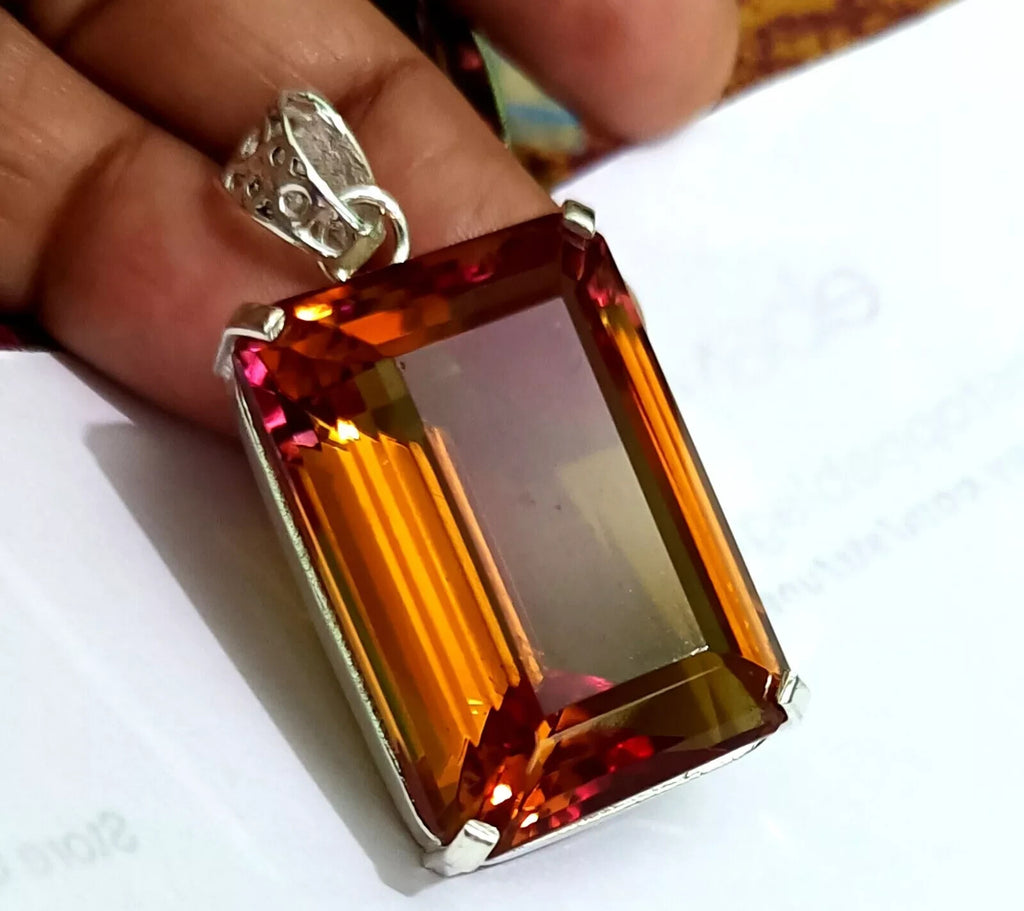 Certified 121.50 Ct+ Natural Zultanite 7 Color Pendant 925 Silver Loose Gemstone