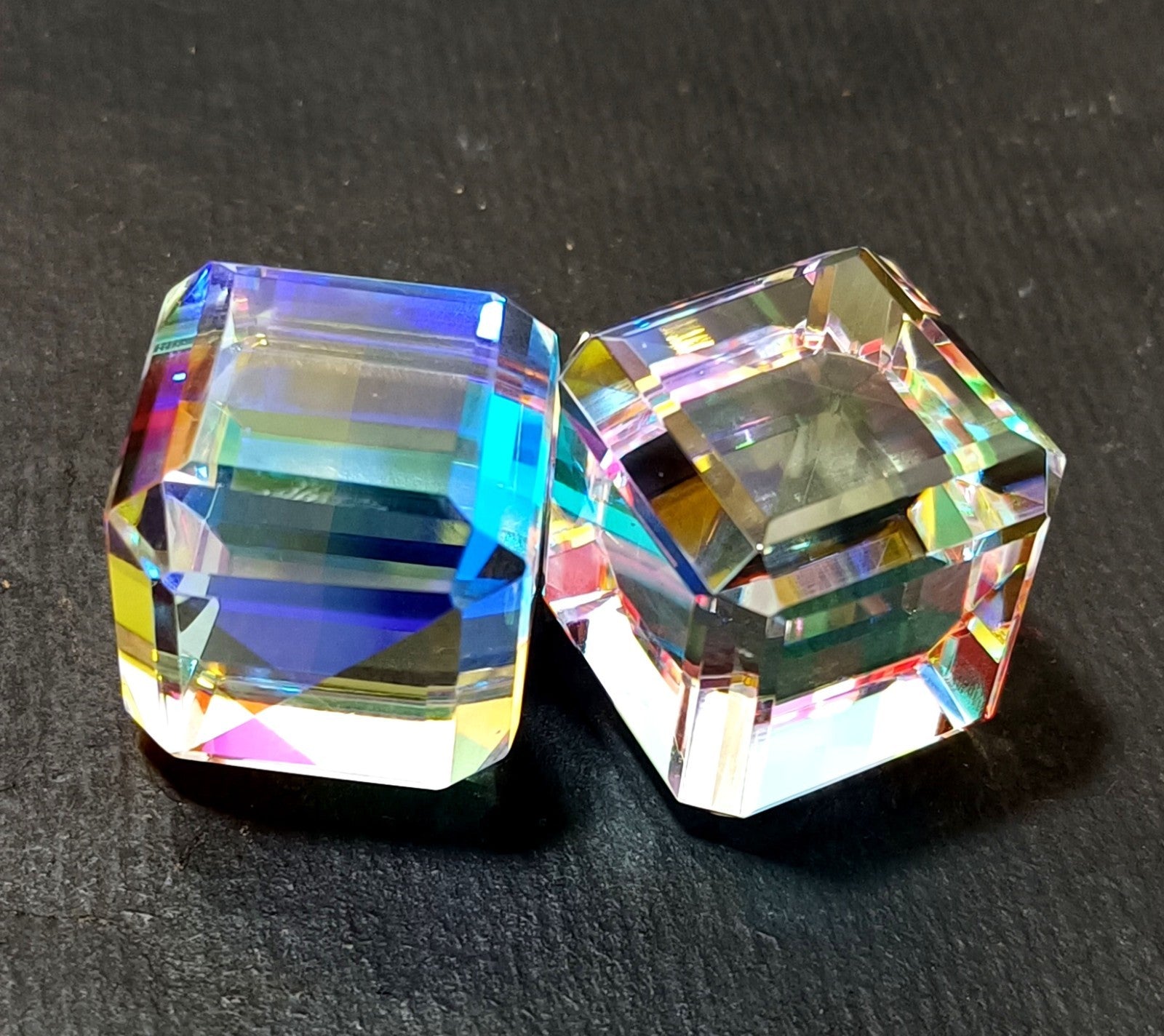 EGL Certified 243.05 Ct Natural Cube Cut Rainbow Color Mystic Loose Gems 2 pcs
