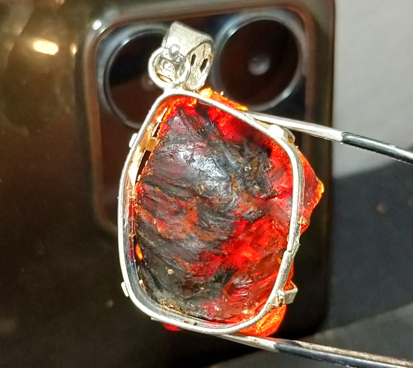 Natural Handmade 49.70 Ct Amber Rough Sterling Solid Silver Pendant Gemstone