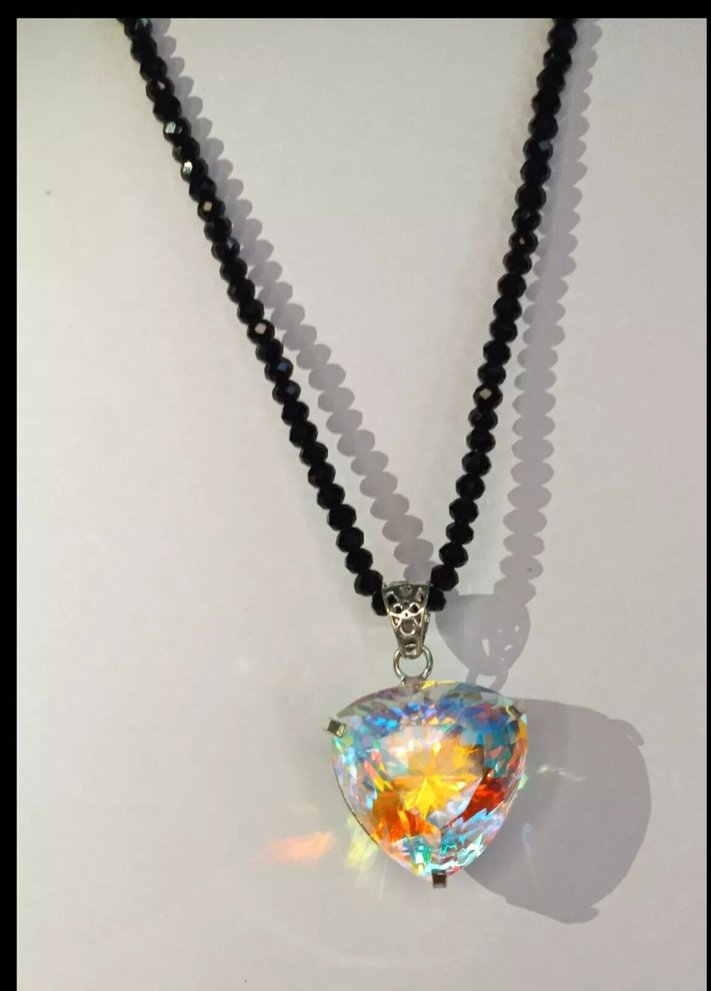 90.60 Ct+ Mystic Topaz Trillion Cut Sterling Silver Rainbow Pendant Gemstone