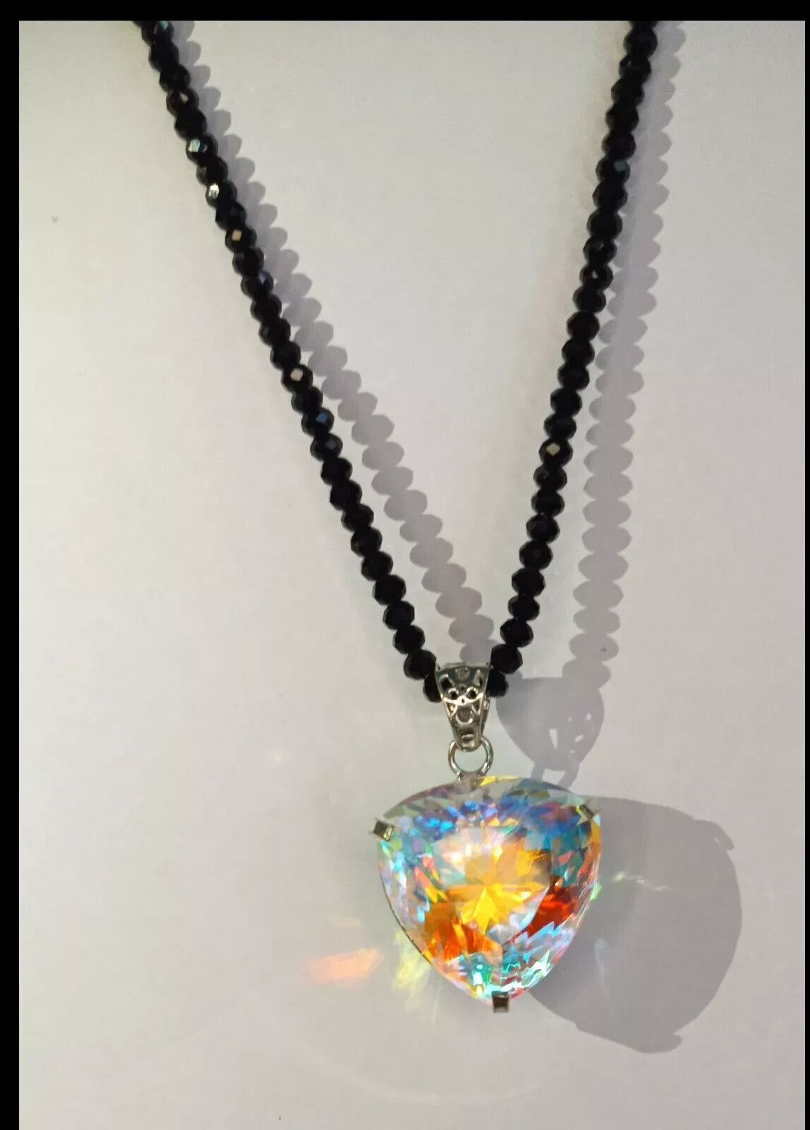 90.60 Ct+ Mystic Topaz Trillion Cut Sterling Silver Rainbow Pendant Gemstone