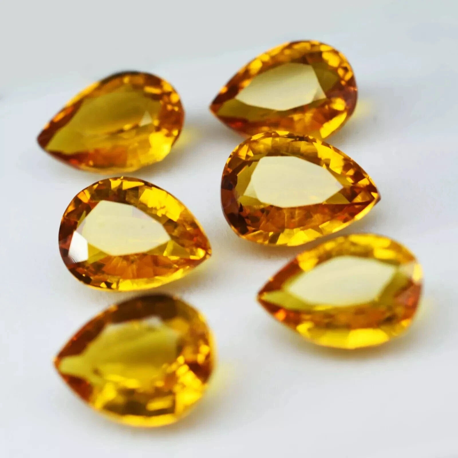 48 Ct Natural CERTIFIED Ceylon Sapphire Yellow 6 Pcs Lot Pear Loose Gemstone
