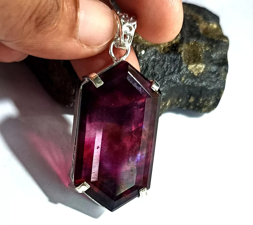 63.10 Ct Natural Ammolite 925 Solid Silver PENDANT MultiColor Certified Gemstone