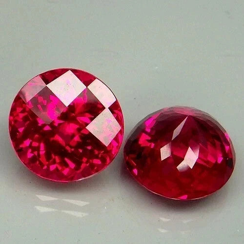15 Ct 2 PC Natural Red Ruby Round Checkerboard Cut Loose Certified Gemstone