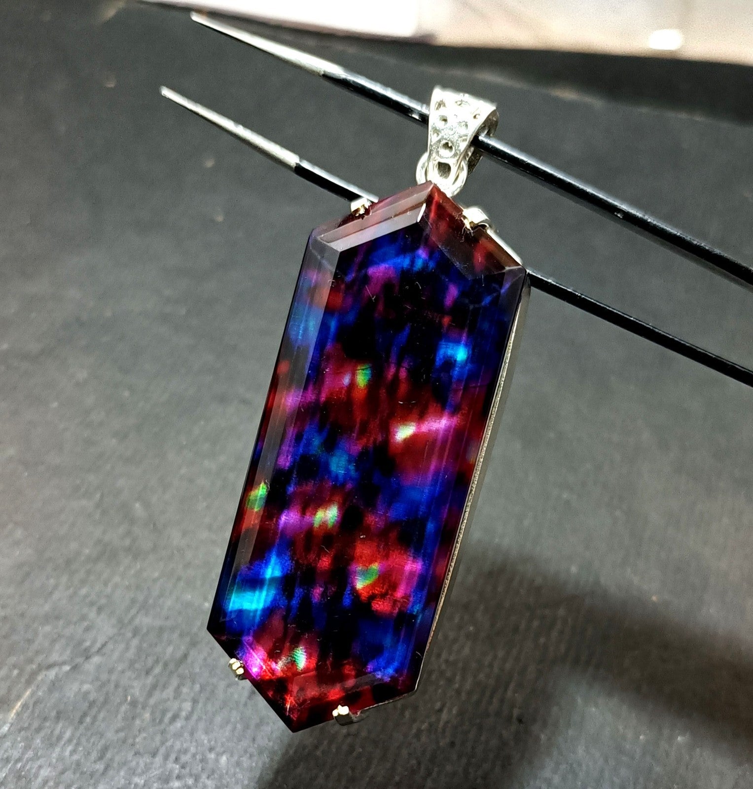 Certified Fancy Cut 110.75 Ct Natural Ammolite  Solid Silver Pendant Gemstone