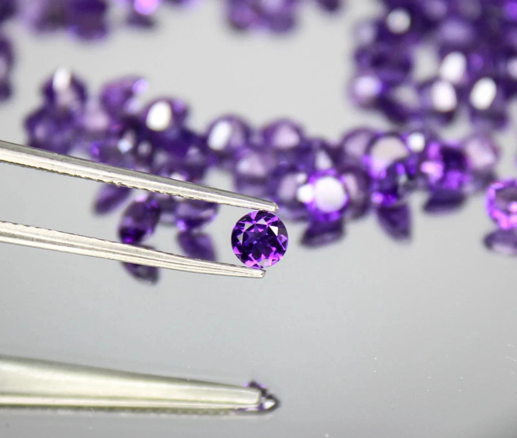 4 MM Round Natural Amethyst Faceted 15 Pcs Lot Bulk Jewelry Making Gemstone