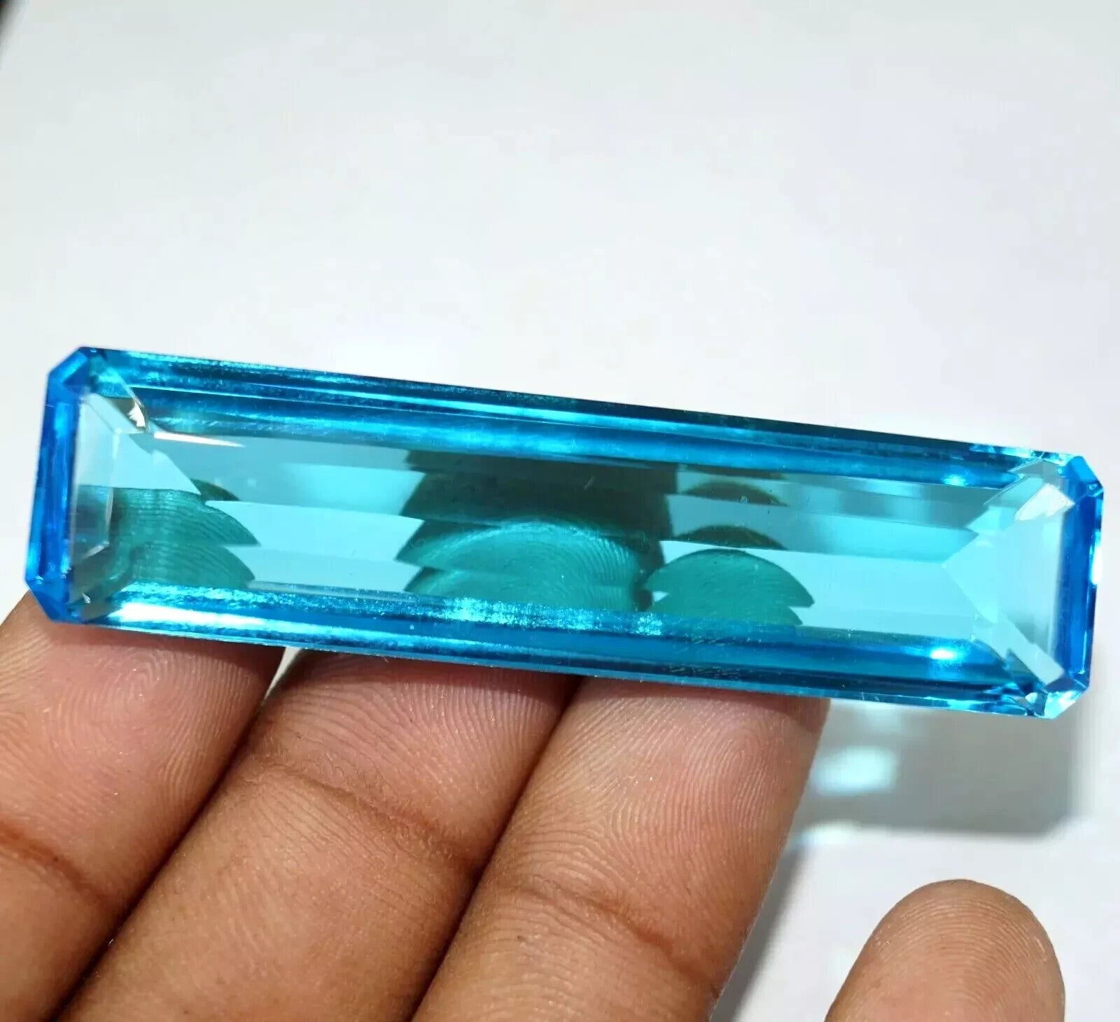 Certified Natural Brazilian 95.50 Ct Sky Blue Emerald Cut Topaz Loose Gemstone