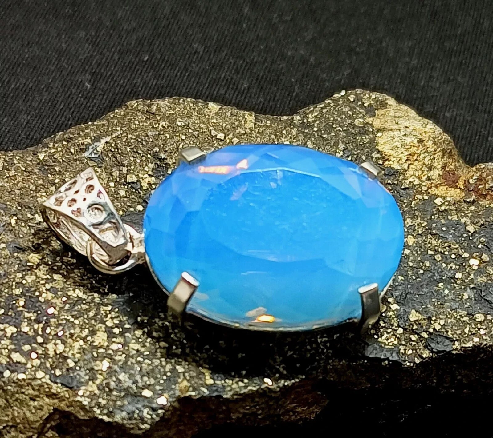 Certified 59.05 Ct Natural Opal 925 Solid Silver Pendant Loose Gemstone