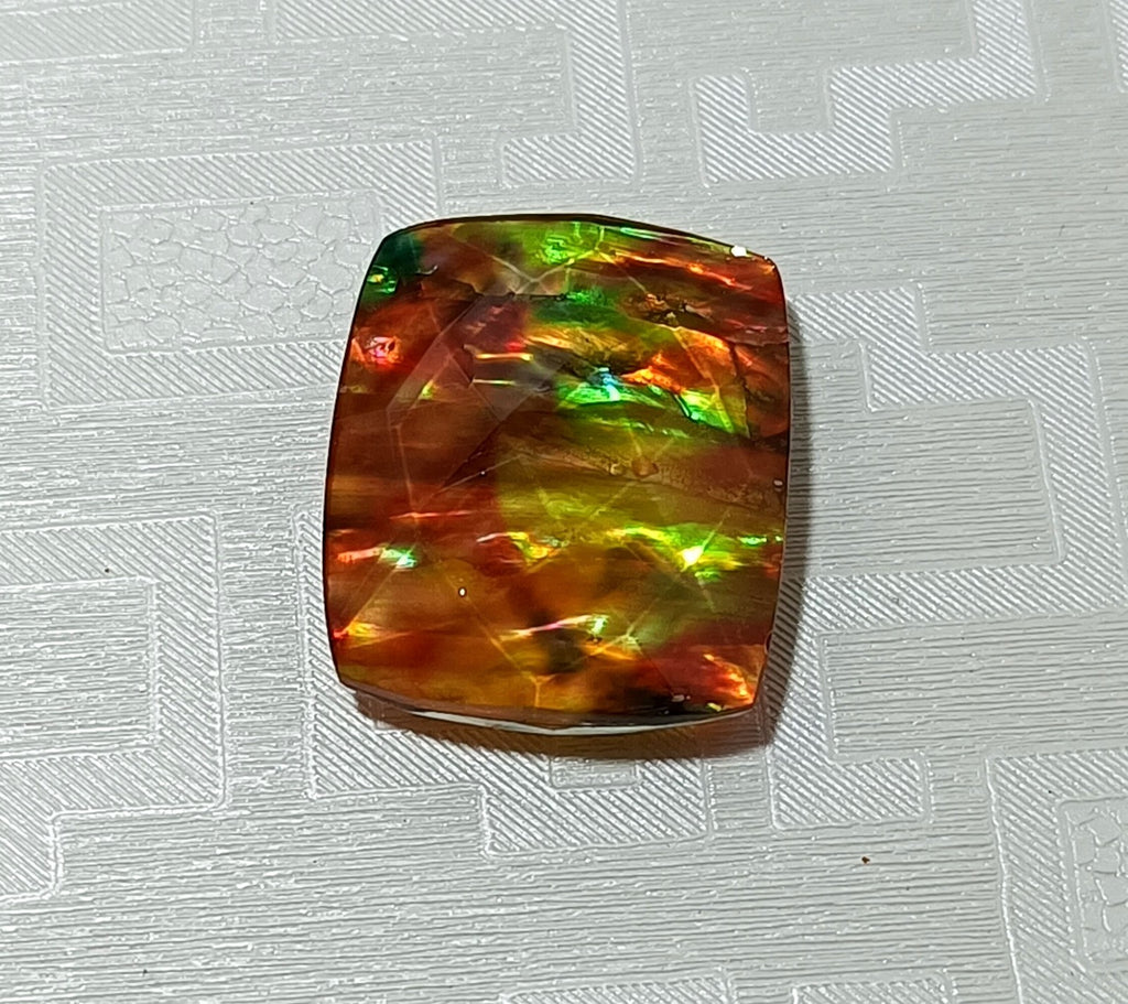 23.05 Ct Natural Ammolite Cushion Opal-Like Organic Doublet Rare Loose GEMSTONE