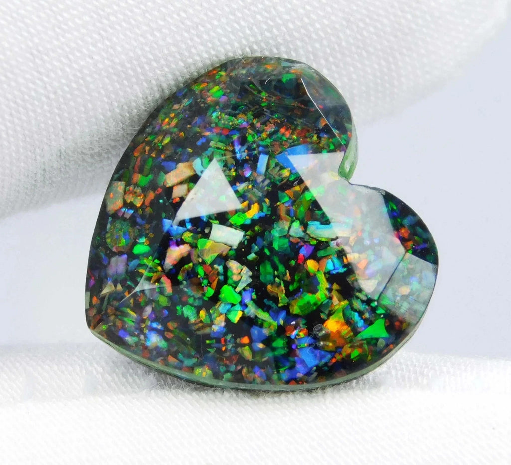 7.90 Ct Natural Australian Black Fire Opal Doublet Loose Gemstone GIE Certified