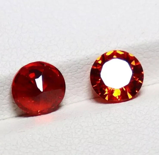 PAIR NATURAL ORANGE SAPPHIRE ROUND CUT CERTIFIED LOOSE GEMSTONE4.55 CT