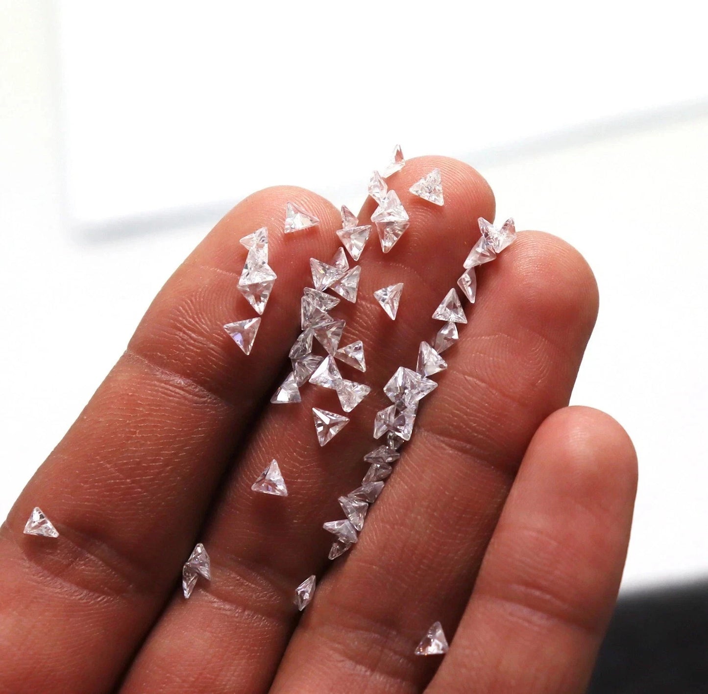 Natural White Sapphire 4 mm Cut Trillion 20 Piece Certified Loose Gemstone Lot