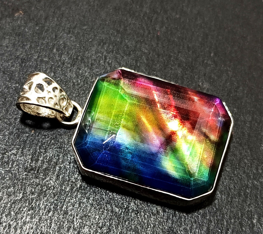 EGL Certified 59.20 Ct Natural Ammolite 925 Solid Silver Pendant Loose Gemstone