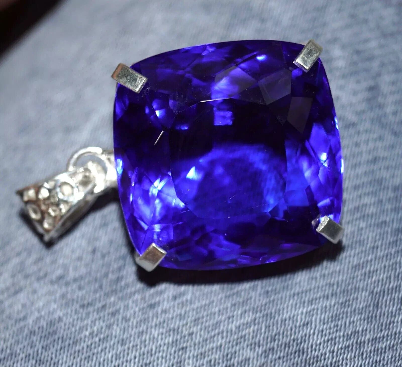 97.35 Ct Natural Topaz 925 Solid Silver Pendant Certified Cushion Loose Gemstone