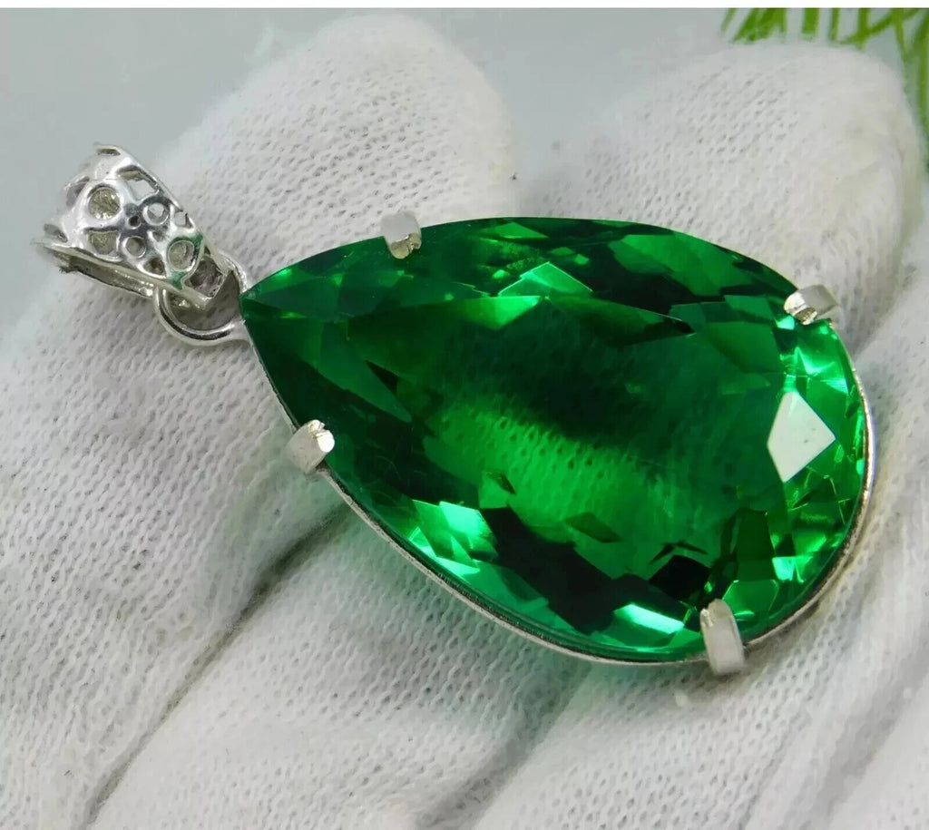 AA+ Natural Certified Green Topaz Pendant 95.92 Ct+ Nice Pear Cut Gemstone