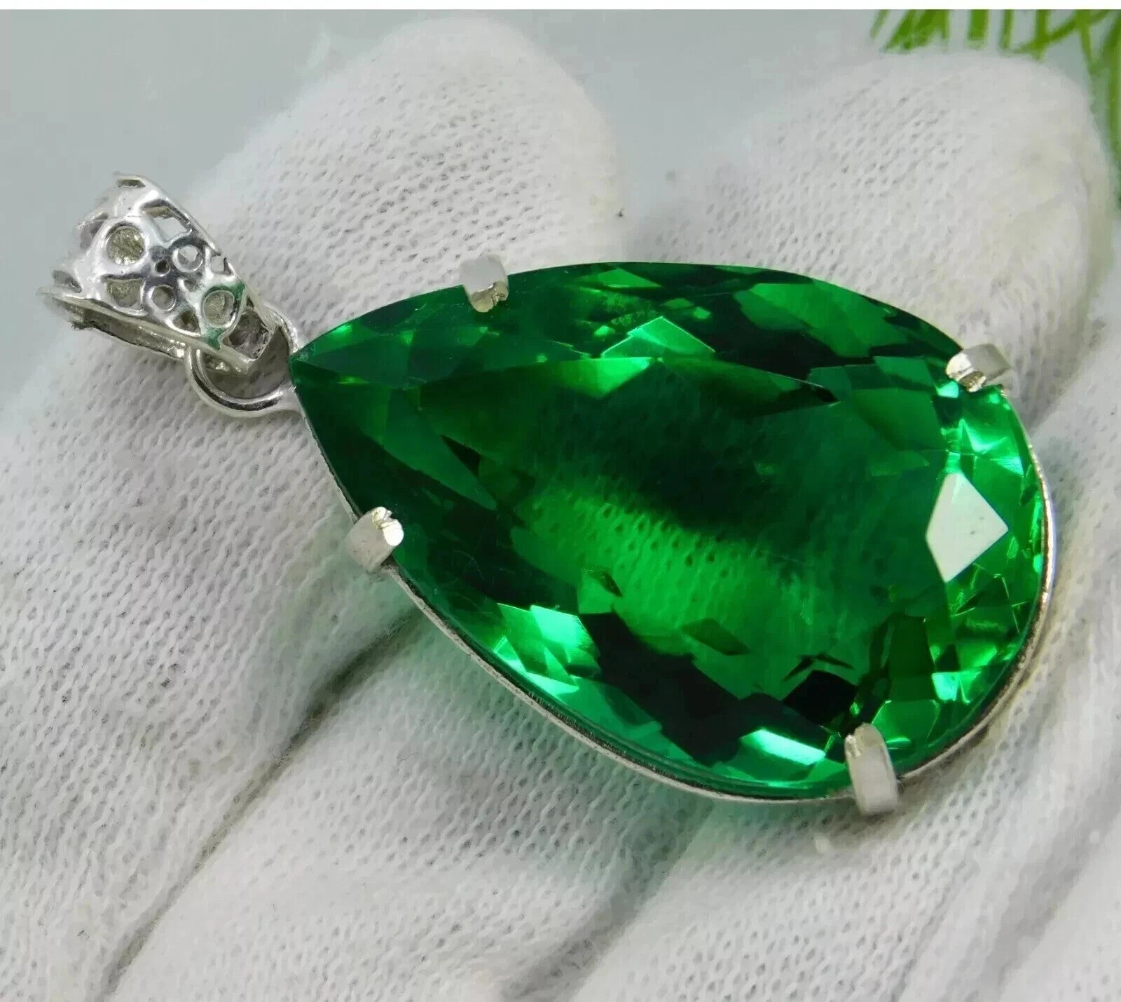 AA+ Natural Certified Green Topaz Pendant 95.92 Ct+ Nice Pear Cut Gemstone