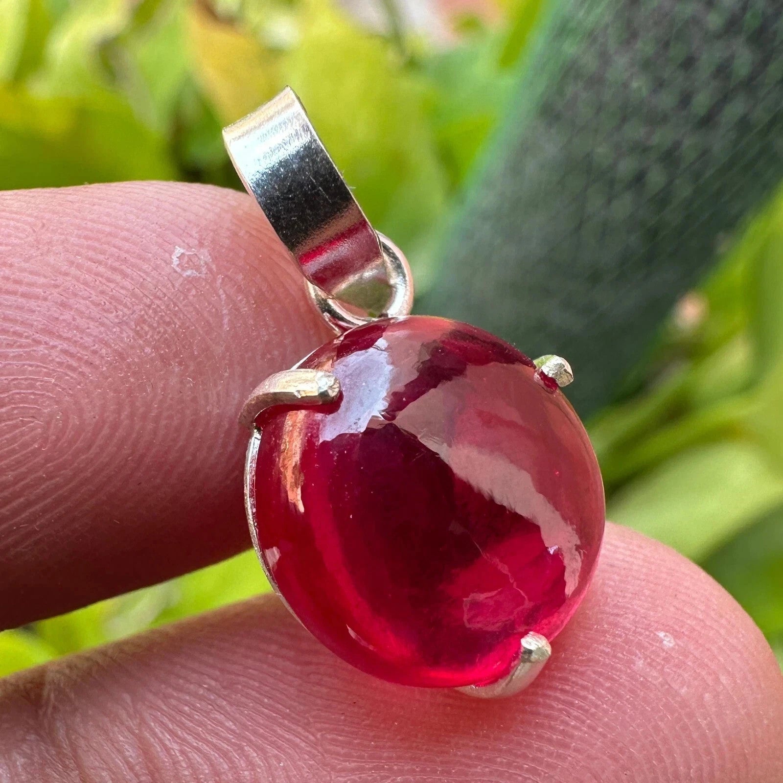 20.90 Ct Natural Ruby Cabochon Pendant Necklace in 925 Silver Handmade Jewelry