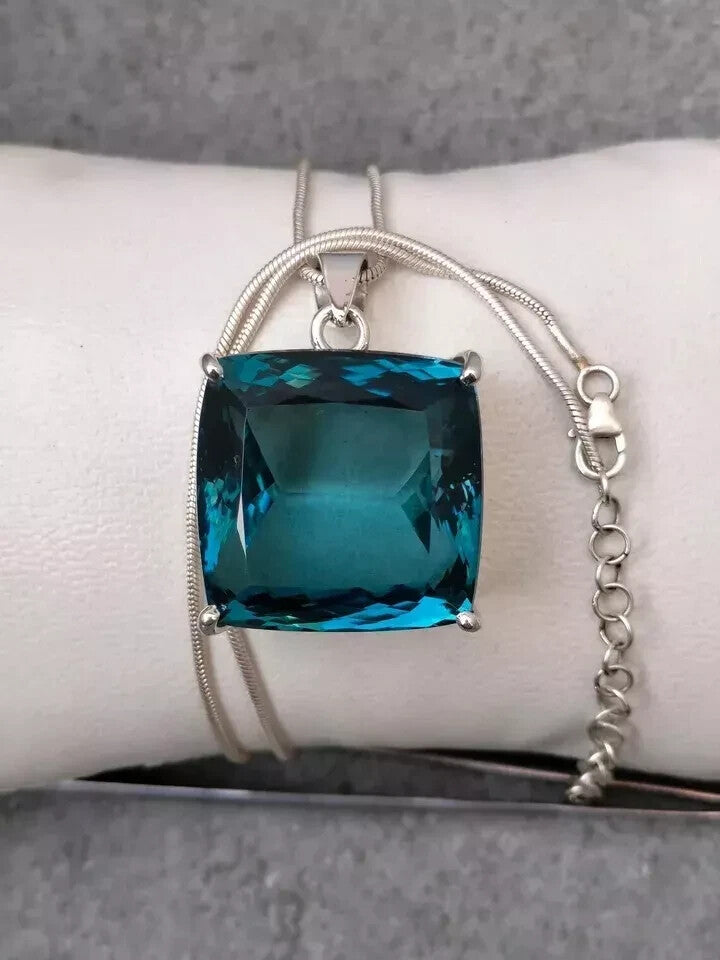 London Blue Topaz Pendant 925 Sterling Silver Pendant Gemstone Jewelry 79.80 ct