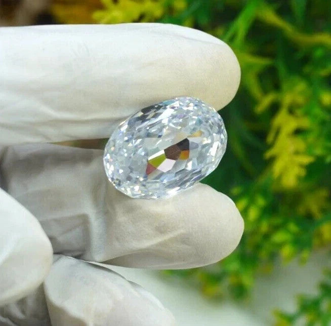 Certified 50 Ct NATURAL White Zircon Cambodian Facet Oval Cut Loose A+ GEMSTONE