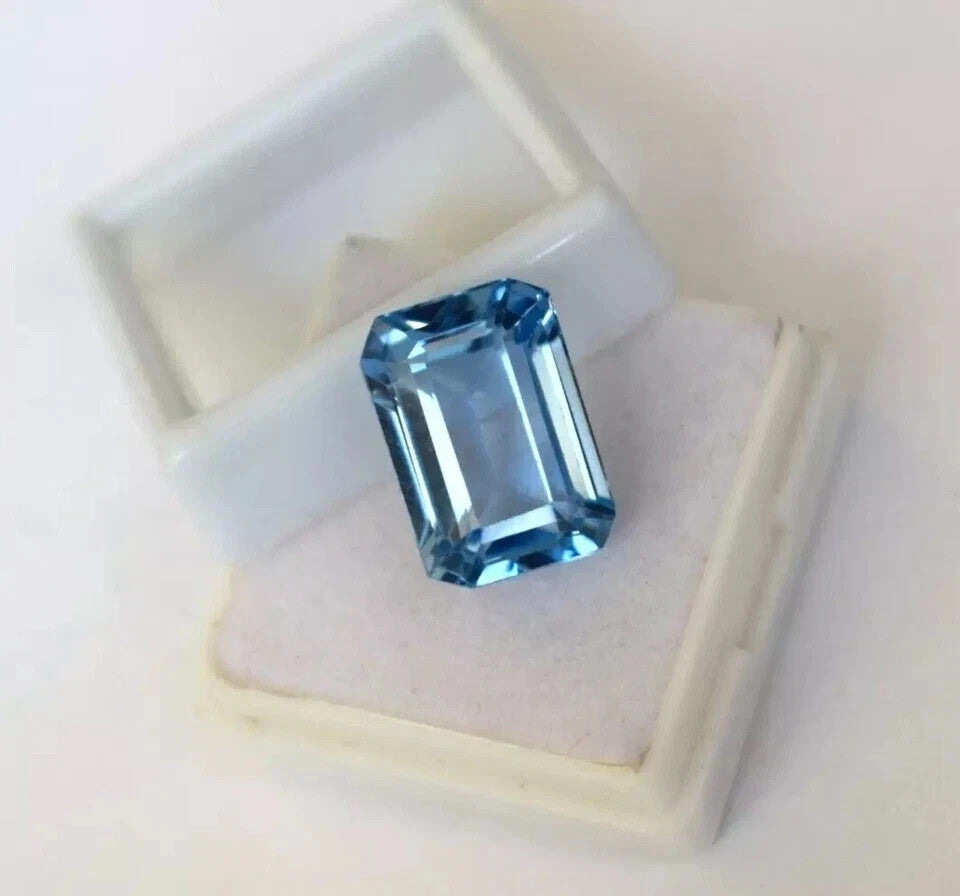 Brazilian Natural 13.15 Ct Blue Aquamarine Emerald Cut Loose Gemstone