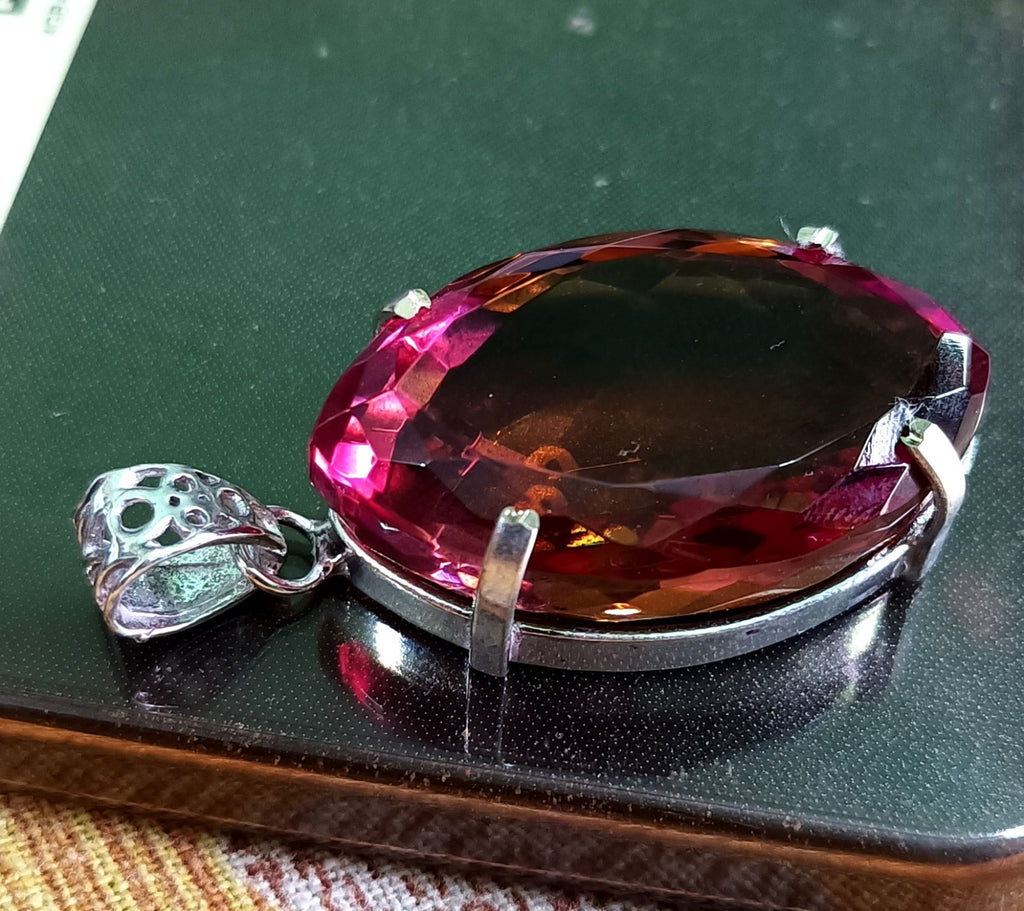 114.05 Ct Natural 7 Color Zultanite Pendant 925 Silver Loose Certified Gemstone