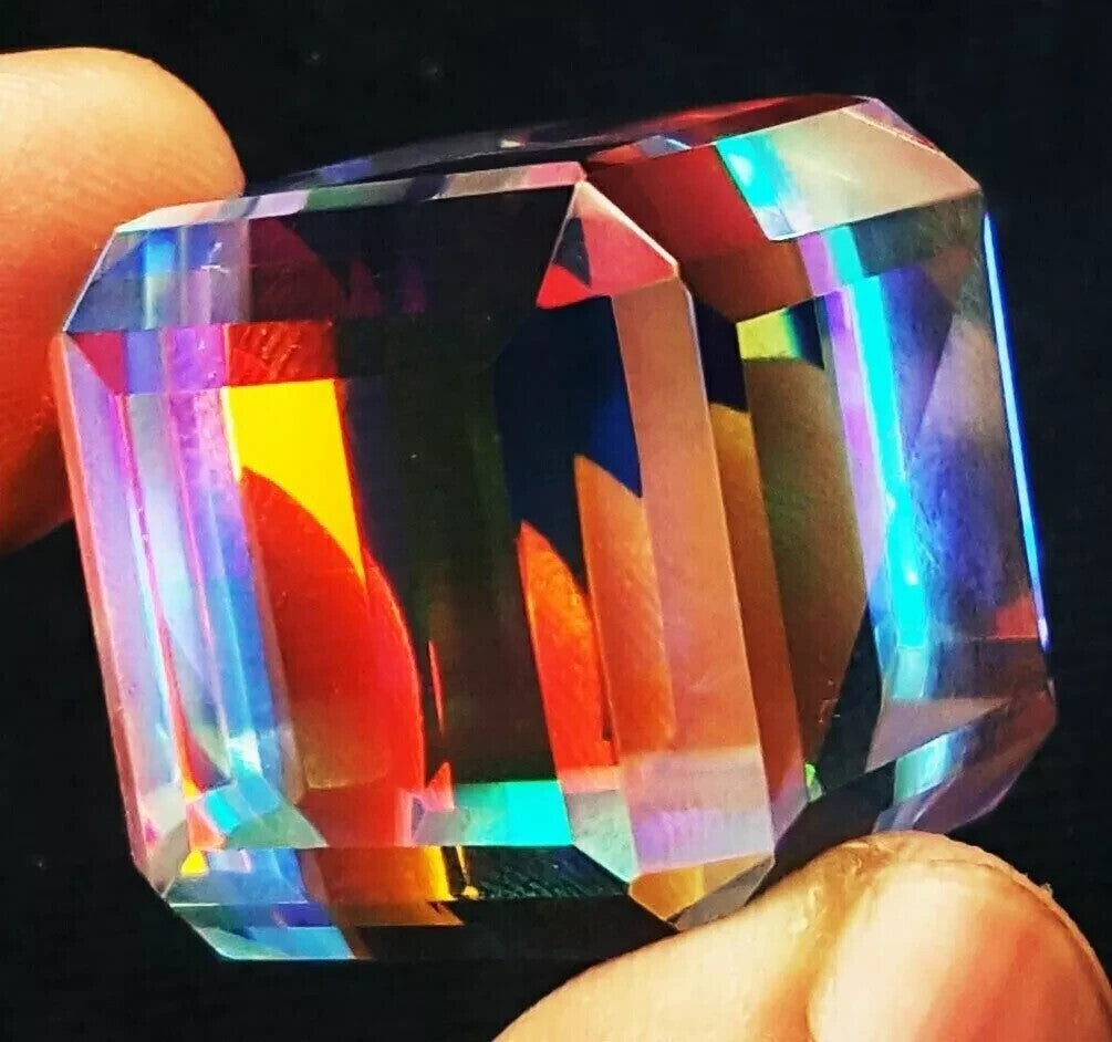 EGL Certified 165 Ct Natural Cube Cut Rainbow Color Mystic Quartz Loose Gemstone