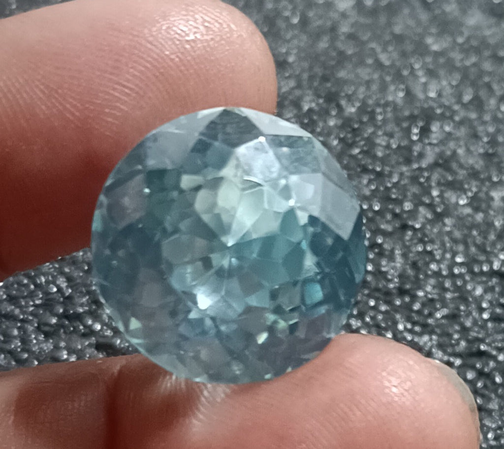 Certified Natural Water Blue Zircon 60.55 Ct Cambodian Round Cut Loose Gemstone