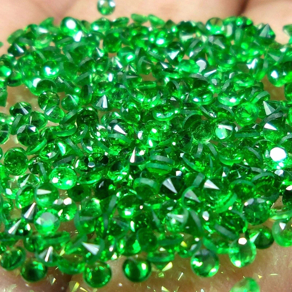 Natural Green Emerald Round Cut 2 MM 100 pcs Loose Gemstone GIE Certified