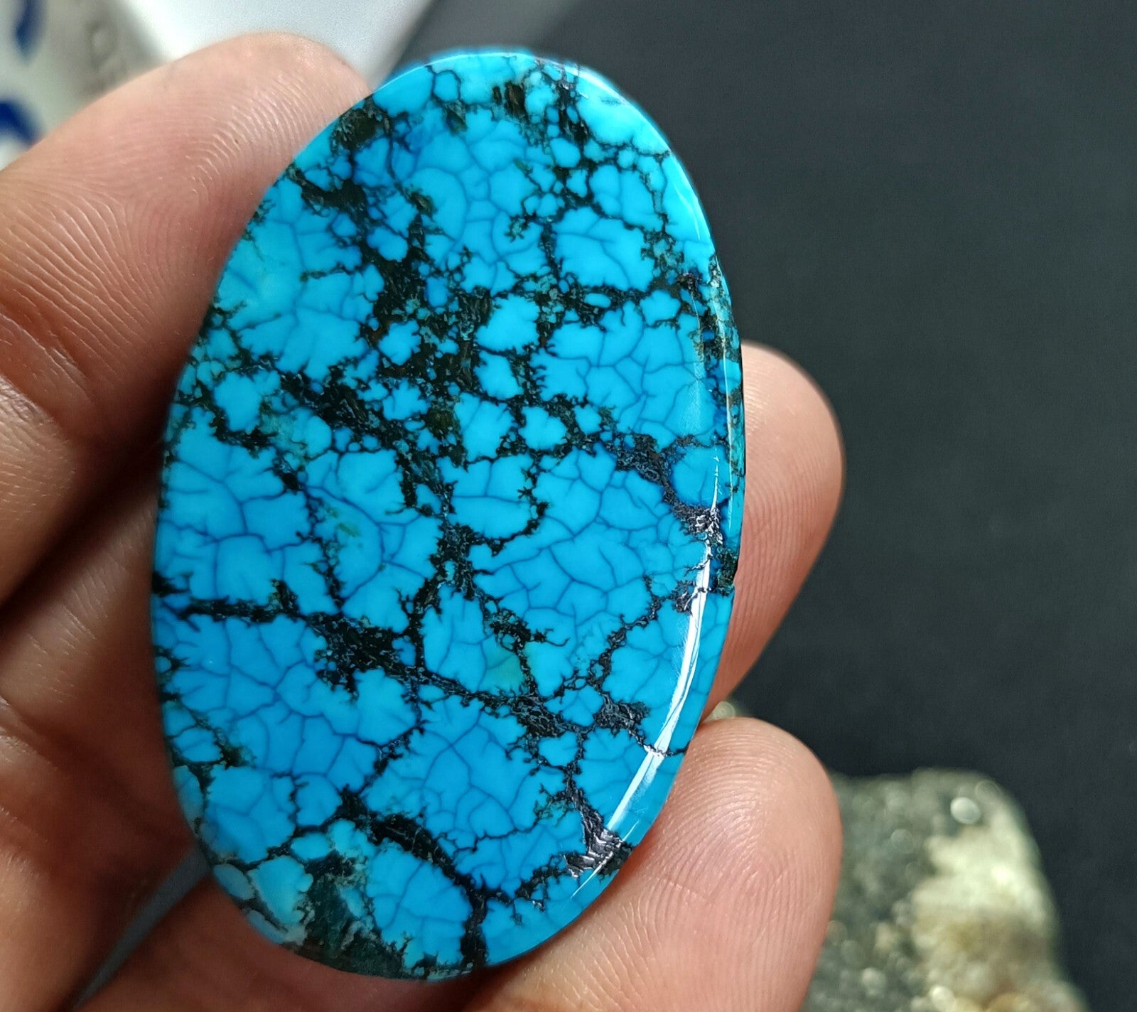 80.50 Ct Natural Turquoise Arizona blue oval Cut Loose Gemstone With Free Gift