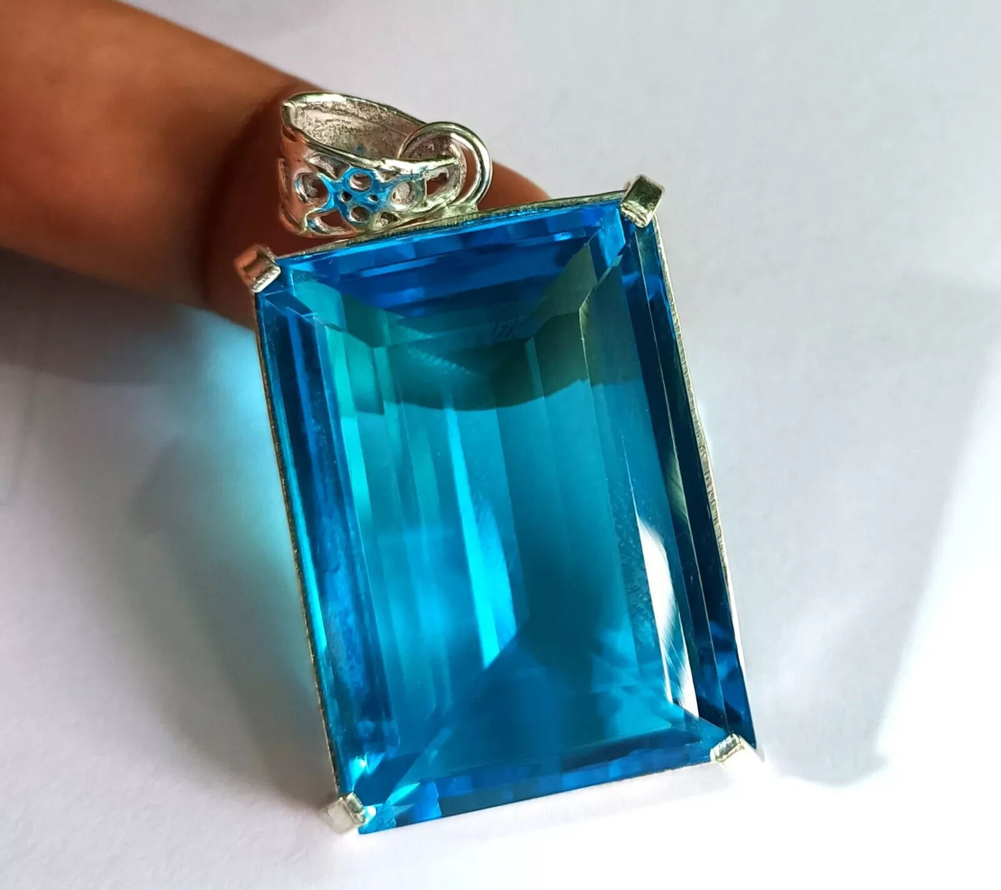 108.50 Ct EGL Certified Natural Topaz 925 Solid Silver Pendant Loose Gemstone