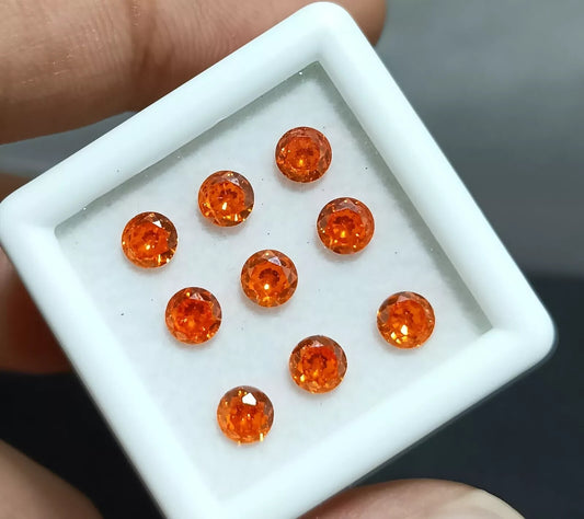 Natural CEYLON Orange Sapphire 3 mm Round Cut Lot 15 Pcs Certified A+ Gemstone