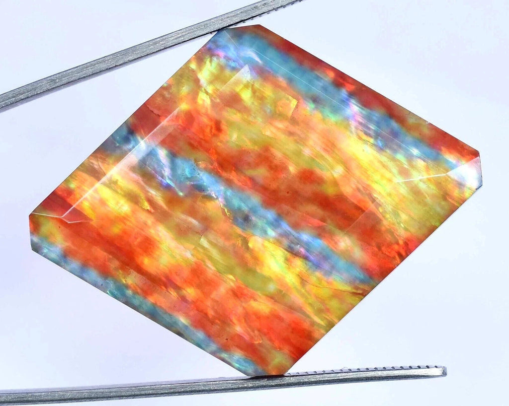 85.10 Ct Natural Ammolite Opal-Like Organic Fancy Doublet Loose Treated GEMSTONE