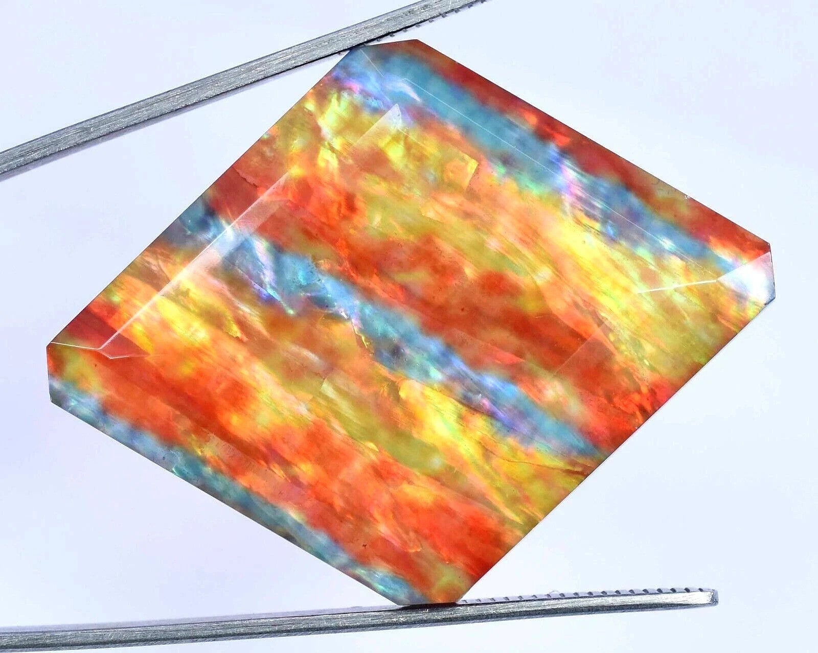 85.10 Ct Natural Ammolite Opal-Like Organic Fancy Doublet Loose Treated GEMSTONE