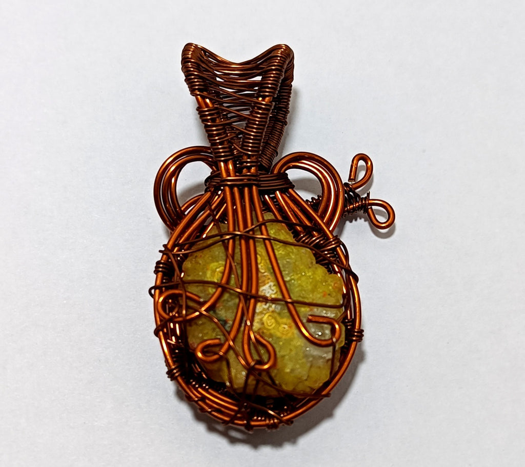 63.00 Ct Copper Rambo Agate Gems Copper Wire wrapped Handmade Jewelry Pendant