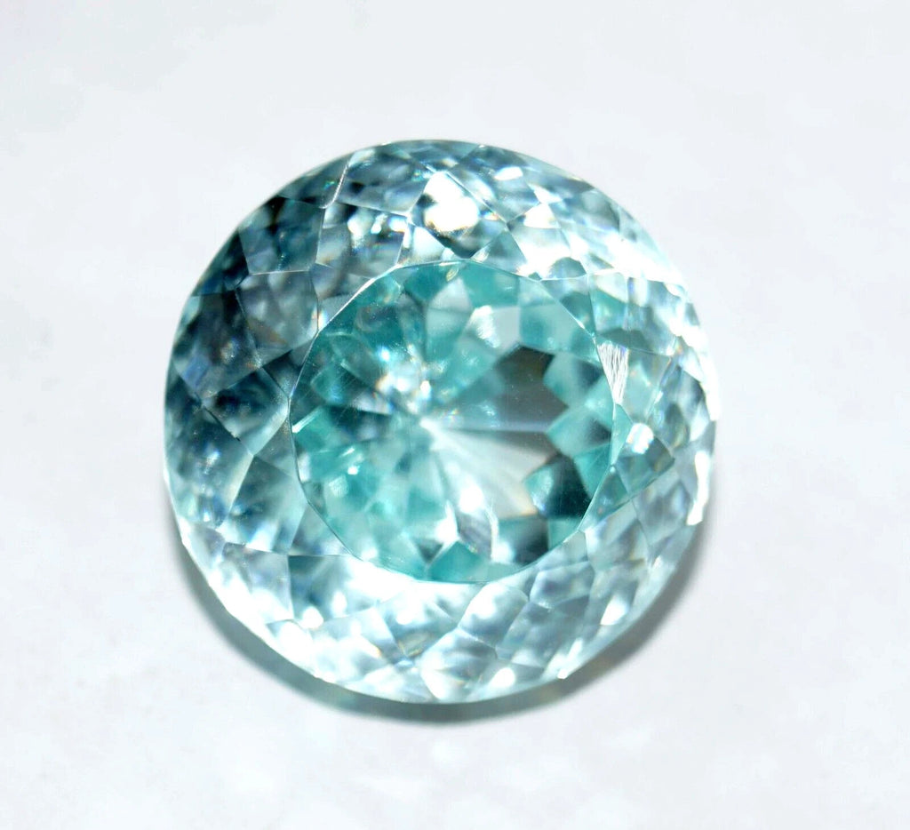 Certified Natural Water Blue Zircon 43.70 Ct Cambodian Round Cut Loose Gemstone
