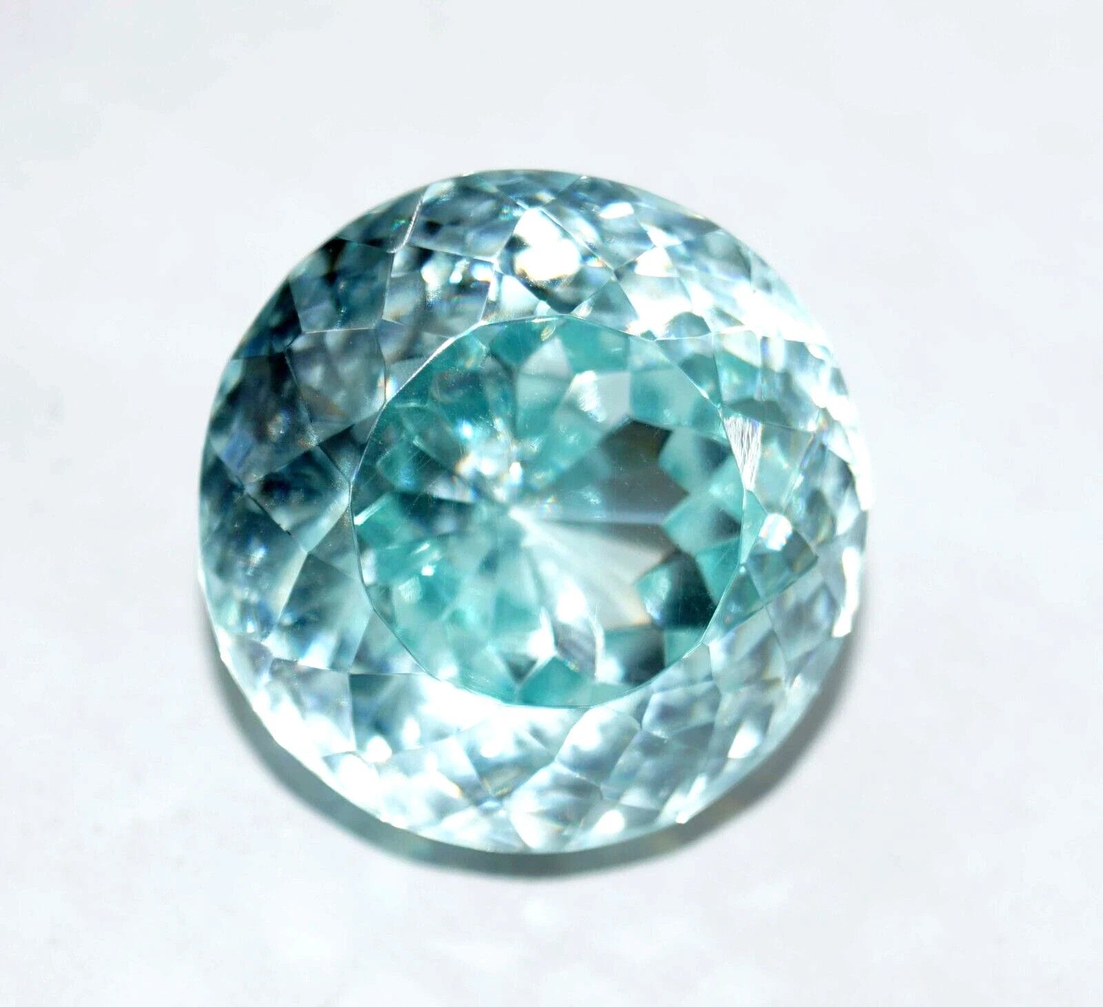 Certified Natural Water Blue Zircon 43.70 Ct Cambodian Round Cut Loose Gemstone