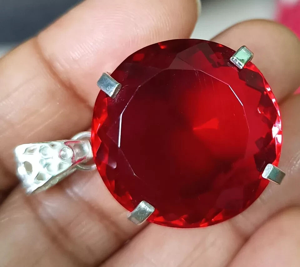 Certified Natural 84 Ct Brazilian Red Round Cut Topaz Pendant Loose Gemstone